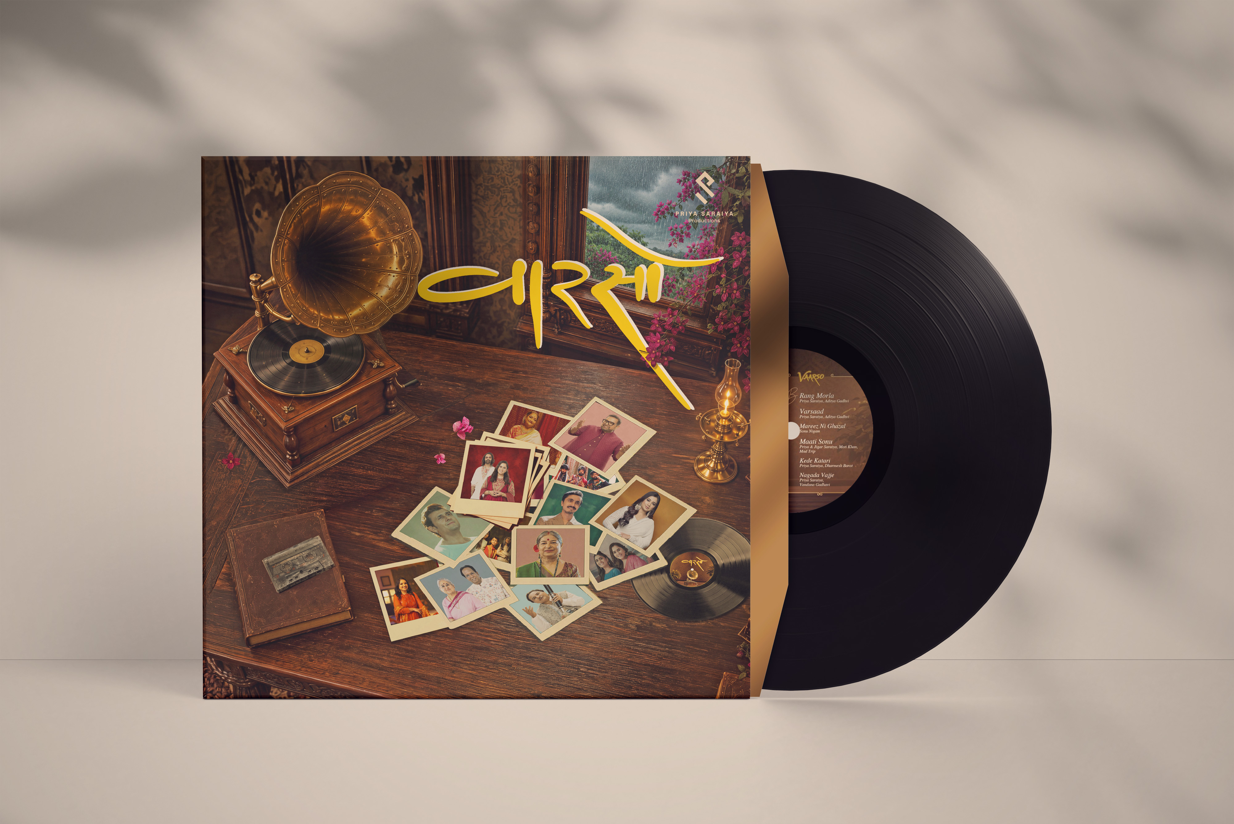 Vaarso vinyl sleeve and record displayed on a wooden table